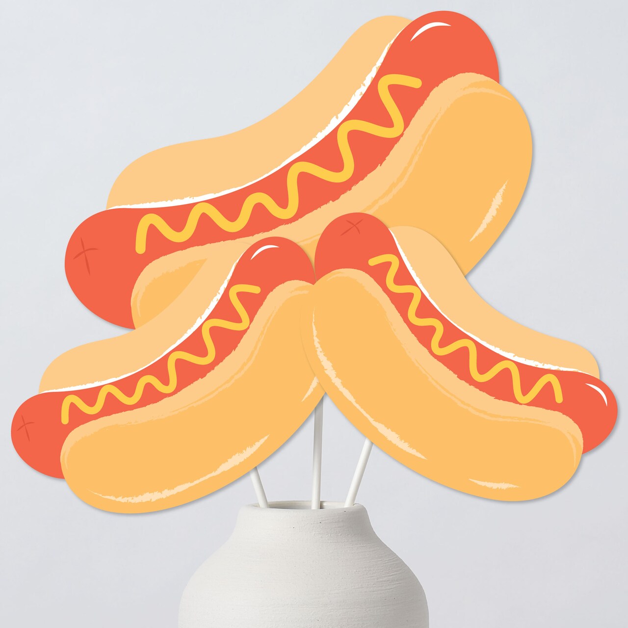Big Dot of Happiness Hot Dog Table Toppers, Summer Birthday BBQ Picnic Party Centerpiece Sticks, Hot Dog Table Decor, Set of 15 Pieces